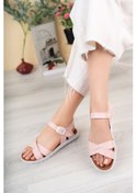 Resim Gimer - Çapraz Bant Pudra Kadın Sandalet - Ily0206G Pudra 