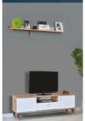 Resim Mindy Tv Sehpası Atlantik Çam Beyaz Gold Detaylı 2 Kapaklı 1 Çekmeceli 160x50x36 Cm 