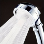Resim Alman Tarzı Gümüş Rengi Duş, 1 Adet Tek Düğmeli Su Durdurma Üç Hızlı Basınç Artırma Banyo Duş Başlığı 