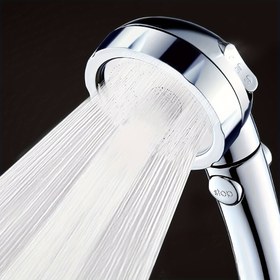 Resim Alman Tarzı Gümüş Rengi Duş, 1 Adet Tek Düğmeli Su Durdurma Üç Hızlı Basınç Artırma Banyo Duş Başlığı 