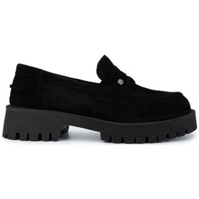Resim Tamer Tanca Kadın Hakiki Deri Siyah Süet Loafer Ayakkabı 1054 01 Bn Ayk Sk24-25 Sıyah Suet Siyah 