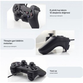 Resim Pc Ve Laptoplarla Uyumlu Çift Motorlu Dual Schock Titreşimli Oyun Kolu I Usb Kablolu 