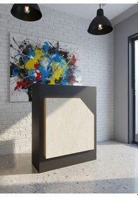 Resim Resital Ledli Karşılama Bankosu G-90 Cm Ofis Kasa Resepsiyon Masası Banko-002-4-8 