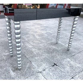 Resim Dresuar TOMBUL Elma Model Ahşap Kayın Torna Parlak GRİ Lake renk ayak Füme Ayna El Yapım 