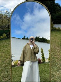Resim SAMSA önü bağlamalı 2 bağcıklı kimono gömlek modern tesettür şık yeni sezon etek üstü kimono 