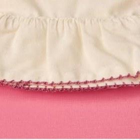 Resim Dikişli Fırfırlı Kurulama Bezi - Ekru/Kırmızı - 30X50 Cm 