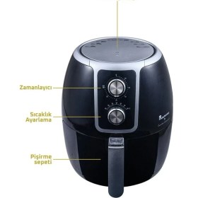 Resim Yağsız Fritöz 3,4l 1500W Siyah, Sağlıklı ve Pratik Pişirme Deneyimi 