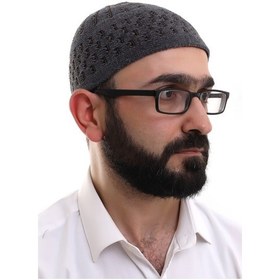Resim Füme Kahve Hasır Desen Kışlık Kadife Namaz Takkesi Kahverengi 
