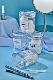 Resim FBZhome 4'lü Dekoratif Kulak Pamuğu & Pamuk & Makyaj Pamuğu & Diş Ipi Saklama Kutusu 400 Ml Akrilik Set 