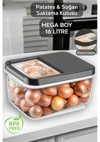 Resim Meleni Home Sürgülü Kapak Sebzelik Patates Soğan Sebze Saklama Kabı Erzak Saklama Kabı Antrasit 16 L Antrasit 