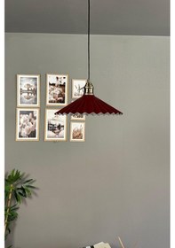 Resim Avilla Vişne Çürüğü Metal Tekli Avize Lale Başlık Rustik Mutfak Modern Sarkıt Aydınlatma Bordo 