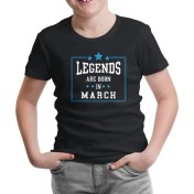Resim Lord T-Shirt Legends Born In March Siyah Çocuk Tshirt 