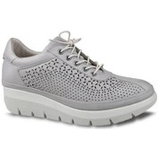 Resim Ceyo Kadın Deri Rahat Ortopedik Dolgu Topuklu Bağcıklı Ayakkabı 3545-3 Vizon 