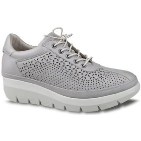 Resim Ceyo Kadın Deri Rahat Ortopedik Dolgu Topuklu Bağcıklı Ayakkabı 3545-3 Vizon 