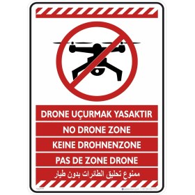 Resim İsg Tabelam 25X35CM/FOSFORLU Kompozit/drone Uçurmak Yasaktır No Drone Zone Keine Drohnen Zone Pas De Zone Drone 