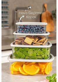 Resim Vienev 4lü Hava Geçirmez Saklama Kabı Seti Gri 1x 250-500-750-1200 Ml Gri 