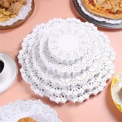 Resim 150 adet, Şık Beyaz Dantel Kağıt Doilies Düğün ve Parti Hediyeleri için - DIY Kutu Ambalajı ve Masa Süsü Mat 