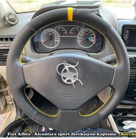 Resim Fiat Albea Araca Özel Direksiyon Kılıfı Nubuk Noktalı Yüzüklü 