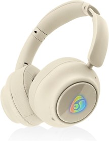 Resim OVLENG Kablosuz Bluetooth kulaklık, kulak üstü kulaklık, katlanabilir, kablosuz, 3,5 mm AUX, entegre mikrofonlu, arka plan aydınlatmalı RGB LED, haki 