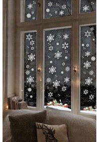 Resim Yeni Yıl Kar Taneleri Sticker Seti - Kış Temalı Kar Taneleri 