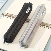Resim 1 adet Naylon Mesh Kalem Kutusu - Seyahat Kozmetik ve Ofis Malzemeleri Düzenleyici, Fermuar Kapatma ile Şeffaf Tasarım, Kolay Görünüm için Makyaj Fırçaları, Kalem ve Küçük Eşyalar için Uygun 
