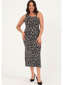 Resim Tek Omuz Askılı Elbise-siyah Siyah 