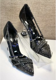 Resim Oxygen 2360 Kadın Şeffaf Taşlı Abiye Ayakkabı Siyah 