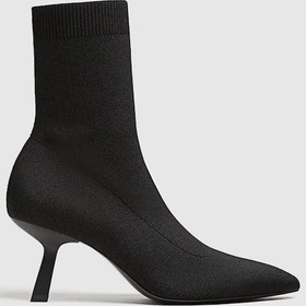 Resim Siyah Streç Topuklu Bilekte Bot Siyah 