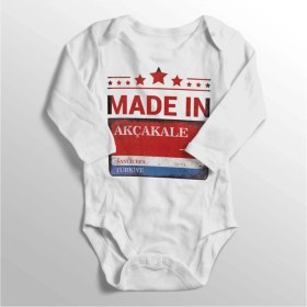 Resim Limon Unisex Bebek Beyaz Şanlıurfa Akçakale Sokak Tabelası Baskılı Bebek Zıbını 