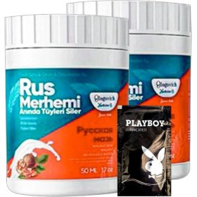 Resim Playboy Turquoise 2'li Adet Ceviz & Ceviz Sütü Rus Merhemi 50 ml Tüy Dökücü Krem + 1 Armağan Jel 