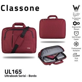 Resim Classone Ul165 15.6 İnç Uyumlu Laptop Notebook El Çantası-Bordo 