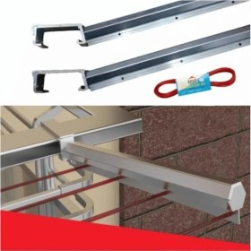 Resim Gri Alüminyum Balkon Kurutmalık Demiri ve Çamaşır Askılığı, Dikdörtgen Korkuluk 