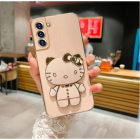 Resim CoverCenter Xiaomi Redmi Note 12 Pro 4G Kılıf Hello Kitty Standı Sevimli Parlak Gold Kenarlı Tam Koruma 3d 