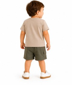 Resim Tucankids Erkek Çocuk Bej Haki Şortlu İkili Takım %100 Pamuk 2-5 Yaş Bej - Haki 