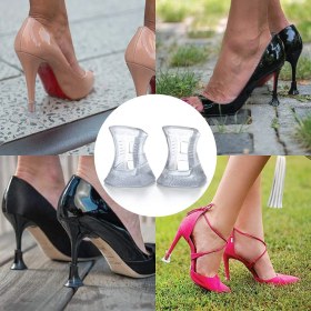 Resim Foottab 10 Çift S (Dar) 5-8 mm Kır Düğünleri Topuklu Ayakkabı Topuk Ucu Koruyucu Şeffaf Aparat 
