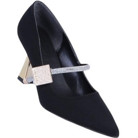 Resim Nehir Onsa Siyah Saten Kadın 9cm Topuklu Ayakkabı Siyah 