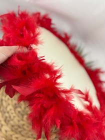 Resim Tüylü Deri Tef - Kırmızı Beyaz - Kırmızı 