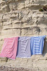 Resim Düzensiz Çizgili Jakarlı Peştemal Mavi 