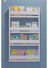 Resim Çocuk Odası Eğitici Kitaplık 4 Raflı Dekoratif Duvar Rafı 