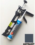 Resim Glax Tools Antrasit Silikonize Mastik / Çekomastik 500 gr. + Silikon Tabancası 