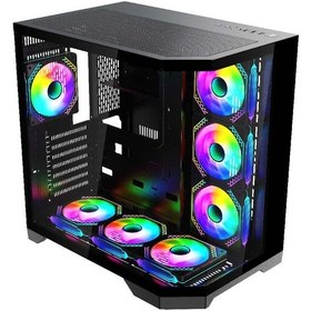Resim F-7 Edge 7x Argb Pwm Fan Siyah Atx Akvaryum Gaming Kasa Oyuncu Kasası 