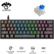 Resim Valkyrie Leaven K620 Blue Switch Mekanik Gaming Oyun Klavyesi Rgb 61 Key Mavi Tuş Type-C Klavye Siyah 
