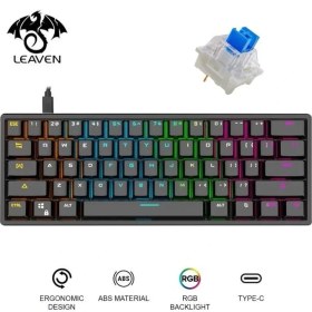 Resim Valkyrie Leaven K620 Blue Switch Mekanik Gaming Oyun Klavyesi Rgb 61 Key Mavi Tuş Type-C Klavye Siyah 