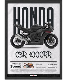 Resim Honda CBR 1000RR - Çerçeveli / Beyaz / 30x42 