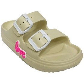 Resim Ayfox 1006-24 Love Yazılı Suya Dayanıklı Kız Çocuk Terlik 31-35 Bej 