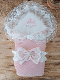 Resim Triko Örg Haki Bebek Kundağı Unisex Bebek Dış Kundak Battaniyesi Hastane Çıkışı Kundak Battaniye Somon 