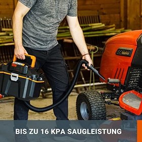 Resim WORX WX031.9 akülü ıslak/kuru elektrikli süpürge - mobil ve kullanışlı - 20 V - derz başlığı ve geniş püskürtme başlığı ile - akü ve şarj cihazı yok, siyah/turuncu 