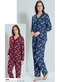 Resim Pijadore 1869 Uzun Kol Kadın Pijama Takımı Bordo 