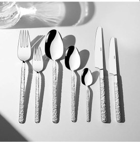 Resim Nehir Lyon Sade 12 Kişilik 84 Parça Kutulu Çatal Kaşık Bıçak Takımı GÜmüş 