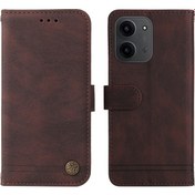 Resim Xiaomi Redmi 15c 4g Deri Cüzdan Kılıfları, Cilt Dokunmatik Telefon Kılıfı Standı Ve Kayışı - Kahverengi Kahverengi 